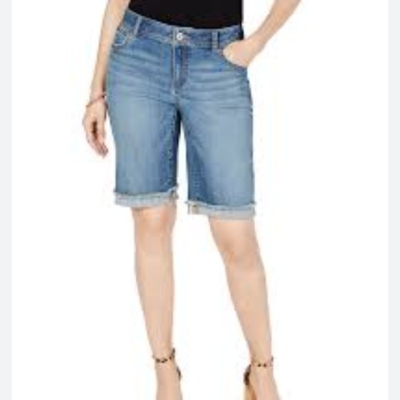 INC International Concepts Women's Mid Rise Cuffed Bermuda Shorts MD - Picture 2 of 15